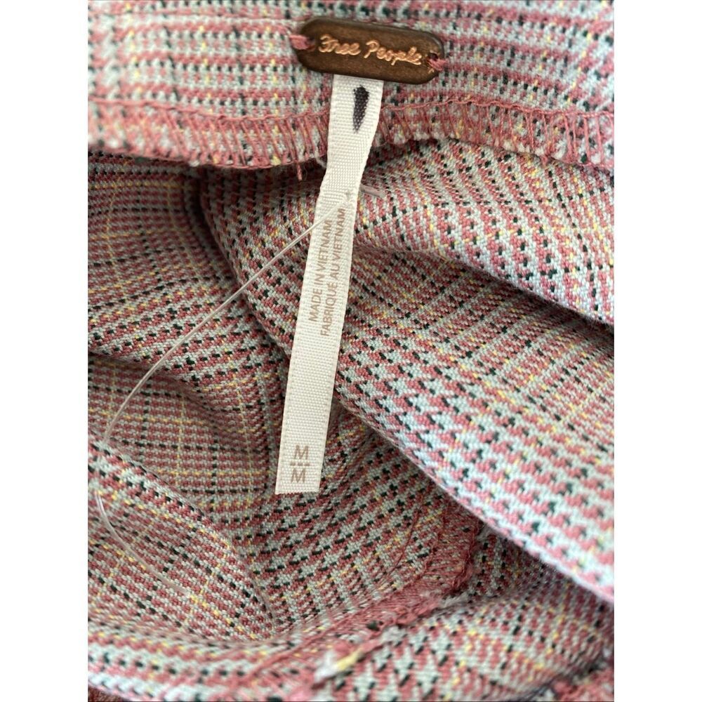 Free People Sevi Plaid Mini Dress Puff Sleeve Grey and Pink Combo Size M NWOT - Picture 10 of 12